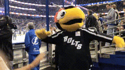 Bolt Mascot Standing With Arms Outstretched GIF