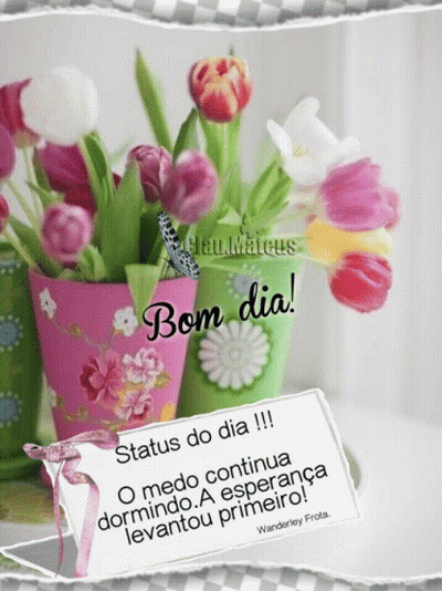 Bom Dia Card With Flowers GIF