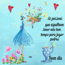 Bom Dia Flower Girl Butterflies GIF