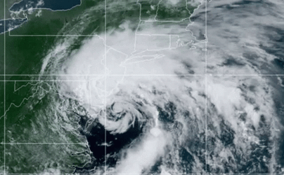 Bomb Cyclone Moving Toward Land Satellite View GIF