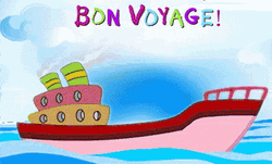Bon Voyage Ship At The Sea GIF