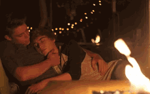  Bonfire Gay Love Couple Cuddle GIF