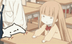 Bongo Cat And Angry Miyano Tapping Desk GIF