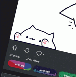 Bongo Cat Tapping Up Vote And Heart Button GIF