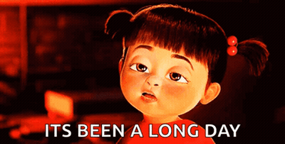 Boo From Monsters Inc Looks Tired And Says " It 'S Been A Long Day " GIF