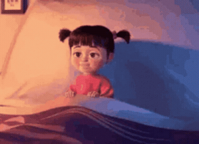 Boo From Monsters Inc Sitting In Bed GIF