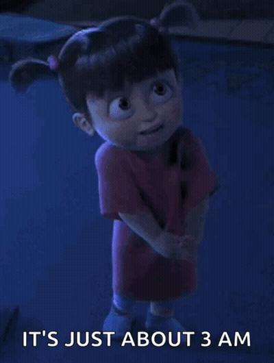 Boo From The Movie Monsters Inc Is Standing In The Dark GIF
