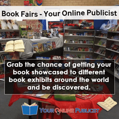 Book Fairs Your Online Publicist Is Advertising A Book Display GIF