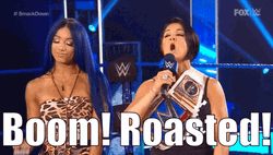 Boom Roasted Saha Banks Bayley Female Wrestlers GIF
