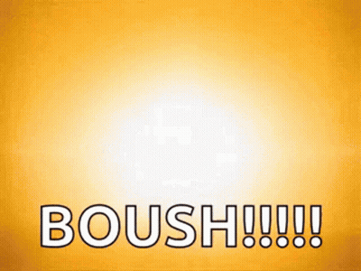 Boosh Text On Yellow Background GIF