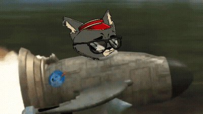 Bored Cat Boat Club Logo With Rocket Launch GIF