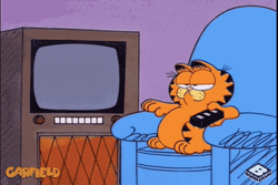 Bored Garfield Watching Tv Changing Channels