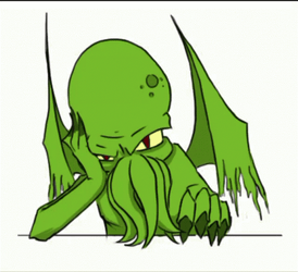 Bored Green Entity Cthulhu Running Fingers GIF