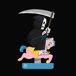 Bored Grim Reaper Mounting Kiddie Ride GIF