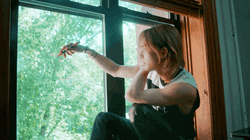 Bored Hyunjin Doodling On Window GIF