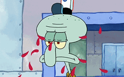 Bored Squidward With Confetti GIF