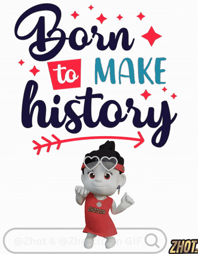 Born To Make History Poster With Cartoon Character GIF