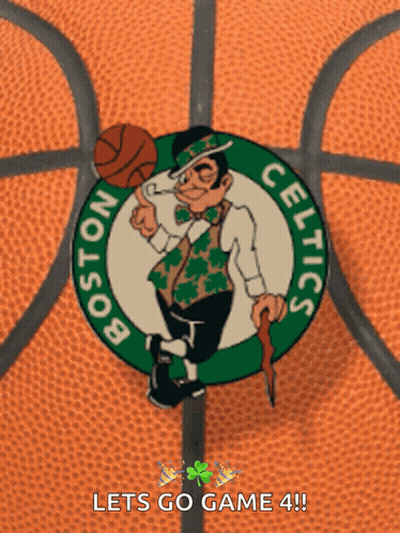 Boston Celtics Logo On Basketball Lets Go Game 4 GIF