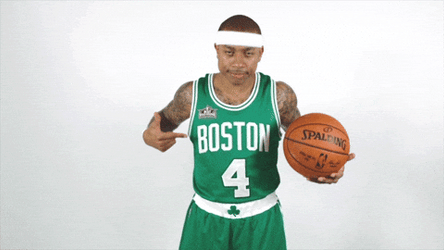 Boston Celtics Player Isaiah Thomas Pointing At Jersey GIF