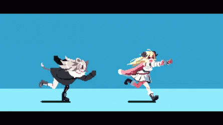 Botan Chasing After Watame Anime Pixel Art GIF
