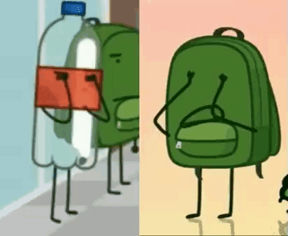 Bottle And Backpack Standing Next To Each Other On Sidewalk GIF