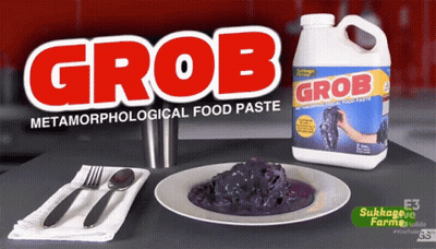 Bottle Of Grob Metamorphical Food Paste Next To Plate GIF
