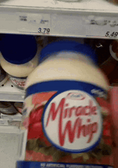 Bottle Of Miracle Whip On Shelf GIF