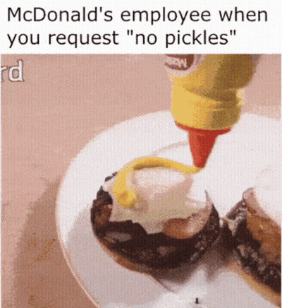 Bottle Of Mustard Poured On Plate Of Food GIF