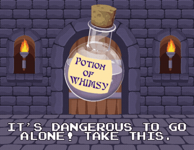 Bottle Of Potion Of Whimsy In Front Of Stone Wall GIF