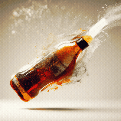 Bottle Of Soda Exploding With White Cap GIF