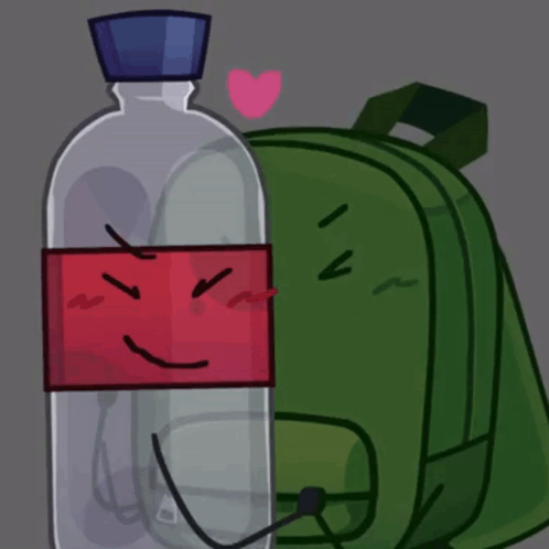 Bottle With Red Label And Backpack Cartoon GIF