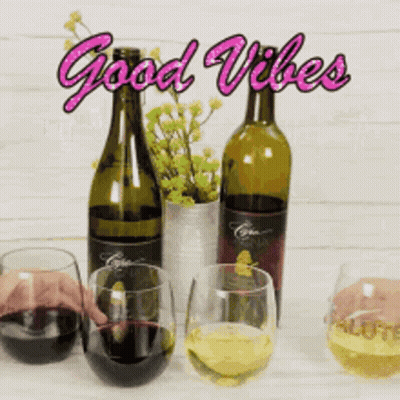 Bottles Of Wine And Glasses Good Vibes GIF