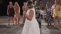 Bouquet Hitting Guest Funny Wedding GIF