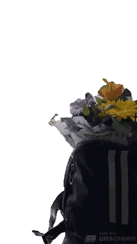 Bouquet Of Flowers In Black Backpack Sticker