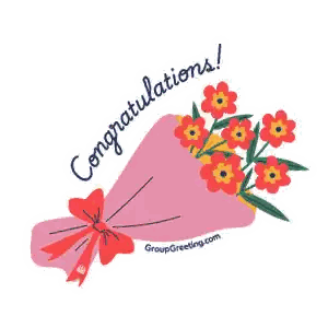 Bouquet Of Flowers With Congratulations Sticker