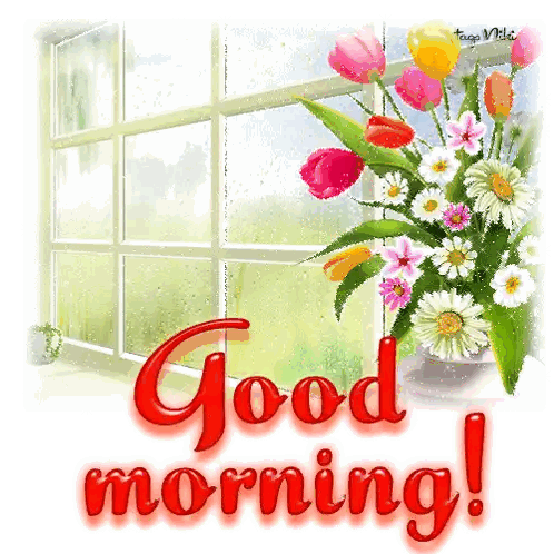 Bouquet Of Flowers With Good Morning Sticker