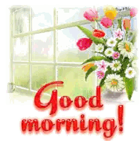 Bouquet Of Flowers With Good Morning Sticker