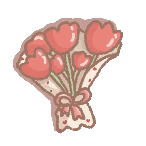 Bouquet Of Flowers With Hearts Sticker