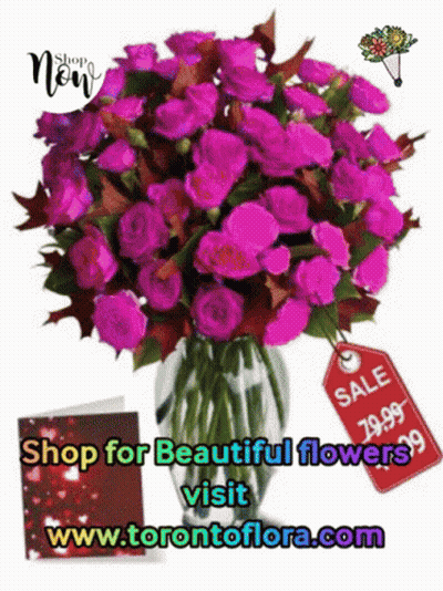 Bouquet Of Pink Flowers In Vase With Sale Tag GIF