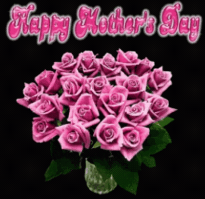 Bouquet Of Pink Roses Saying Happy Mother's Day GIF