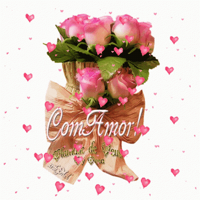 Bouquet of Pink Roses With Hearts Com Amor