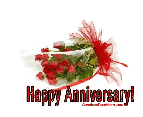Bouquet Of Red Roses Happy Anniversary Sticker