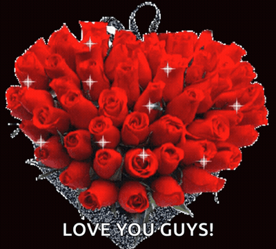 Bouquet Of Red Roses Saying Love You Guys GIF