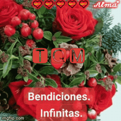 Bouquet Of Red Roses With Hearts Bendiciones Infinitas GIF