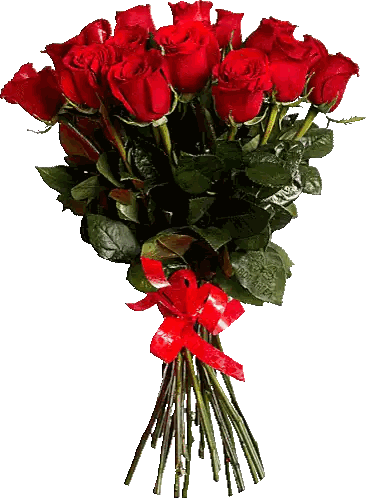 Bouquet Of Red Roses With Red Bow Sticker