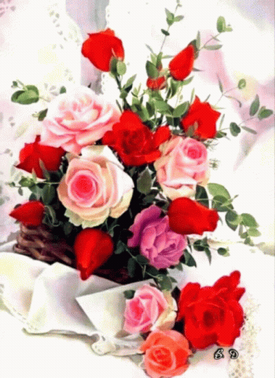 Bouquet Of Roses With Letters GD GIF