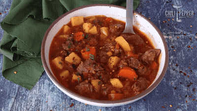 Bowl Of Beef Stew With Potatoes And Carrots GIF