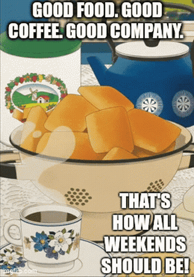 Bowl Of Bread Next To Cup Of Coffee GIF