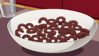 Bowl Of Cereal With Glass Of Water GIF