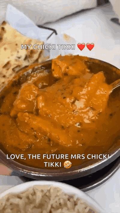 Bowl Of Chicken Tikki With Spoon GIF